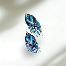 Tribal Earrings Native Large Boho American Seed Beads Handmade Earring