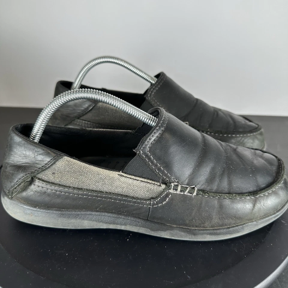 Crocs Mocassins Masculinos de Couro Santa Cruz Sapatos de Trabalho Preto Conforto EUA 9 - Imagem 4 de 4