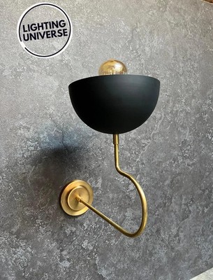 Mid Century Modern Brass Wall Sconce Half-Sphere Handmade Bedside Lamp