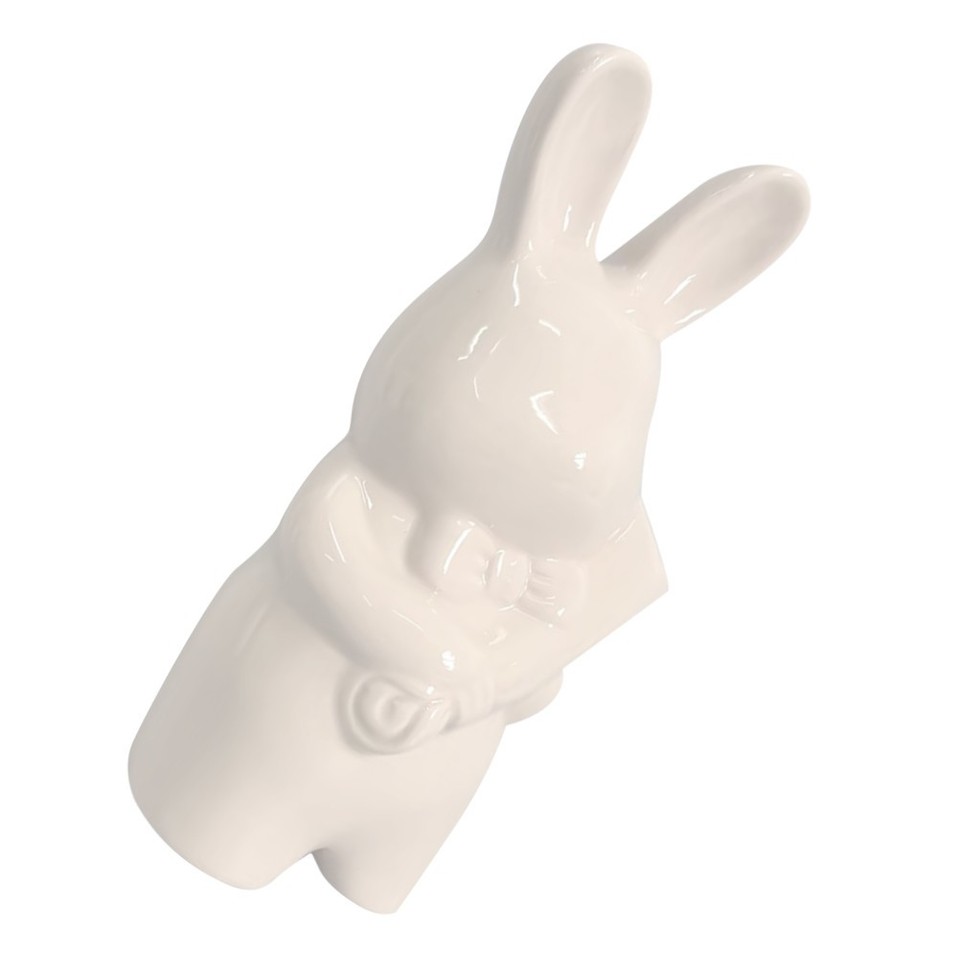 White Ceramic Rabbit Flower Vase Cute Cartoon Animal Pot for Living ...