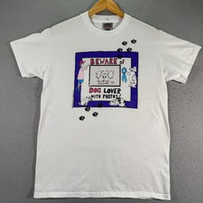 Vintage Dog Lover With Photos T-Shirt Adult Medium White Graphic Oneita Mean Y2K