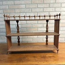 Beautiful Antique Victorian Oak Stick and Ball Open Shelf Ornate