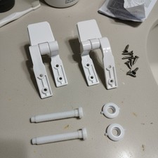 Universal White Plastic Toilet Seat Hinges Replacement with Bolts, Screws and...