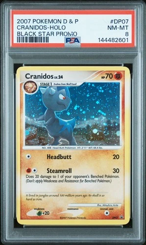 2007 POKEMON DIAMOND & PEARL BLACK STAR PROMO #DP07 CRANIDOS-HOLO PSA 8