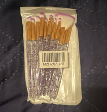 Makeup Brush Set Gold/Clear Glitter Handles Angled Flat MZHZSZ-785