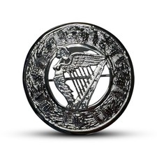 Scottish Highland Kilt Brooch Thistle Lady Harp badge in an Nickel Chrome