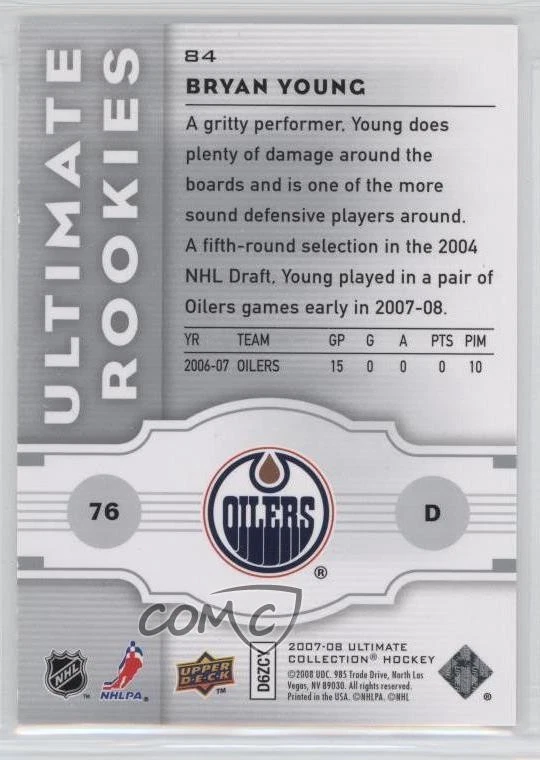2007-08 Ultimate Collection Ultimate Rookies /499 Bryan Young #84 Rookie RC - Image 2 of 2
