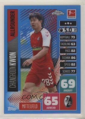 2020 Chrome Match Attax Bundesliga Blue Refractor Chang-hoon Kwon Rookie RC 06ry