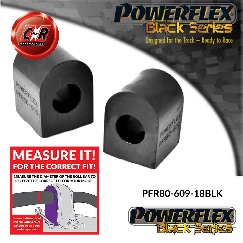 PFR80-609-18BLK Powerflex Black Rear Anti Roll Bar Mounts 18mm