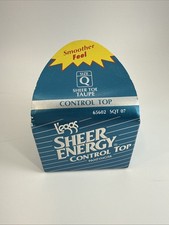 Women's Vintage Rare Leggs Sheer Energy Control Top Pantyhose Taupe Sz Q