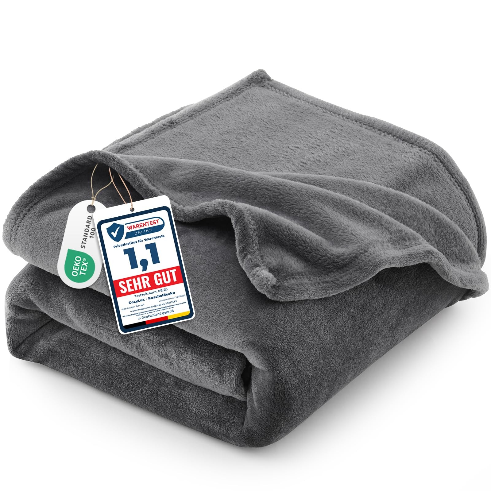 CozyLux CLEU22A30G6TW Fleece Throw Grey 150x200 cm