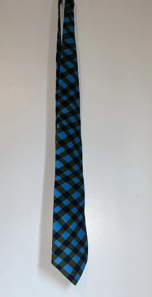 Corbata Gene Meyer Marrón Negro Geométrica Seda Hecha en Italia Foto 4 de 4