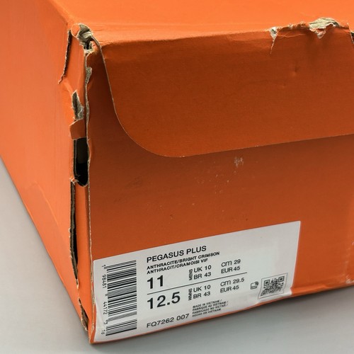 Nike Pegasus Plus Gym Trainers Smoke Grey Red Running Shoes UK 10 EU 45 US 11 - Picture 9 of 10