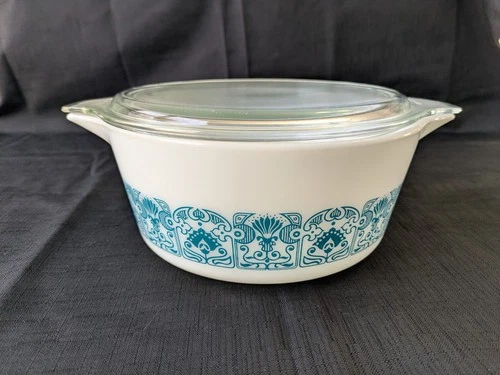 VINTAGE PYREX BLUE HORIZON 475-B 2.5 QT  CASSEROLE W/ 475-C LID
