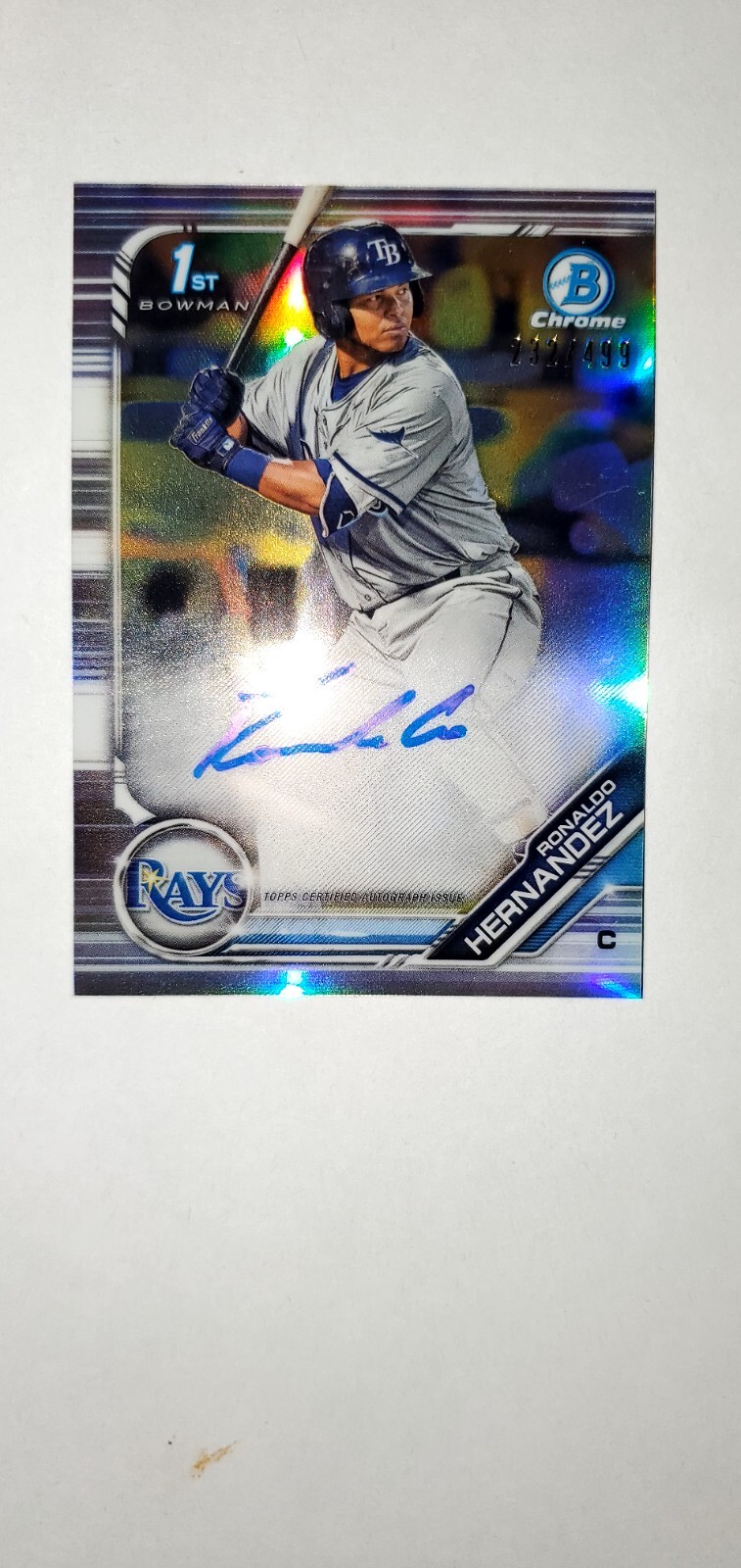 RONALDO HERNANDEZ 2019 BOWMAN CHROME 1ST AUTO SILVER HOLO REFRACTOR RC SP#/499