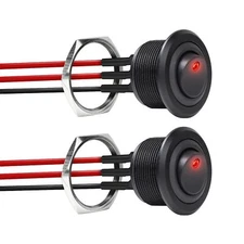 12V Aluminum Round Rocker Switch Red Lighted Toggle Switch 20A SPST 12V/24V O...