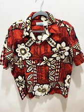 Vintage JC Penney Floral Hawaiian Shirt Red White 25x27 XL Cruise Ship Ready 