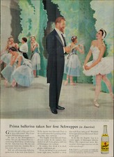 1955 Schweppes Soda Quinine Water Ballerina Talking to Man Vintage Print Ad 1876