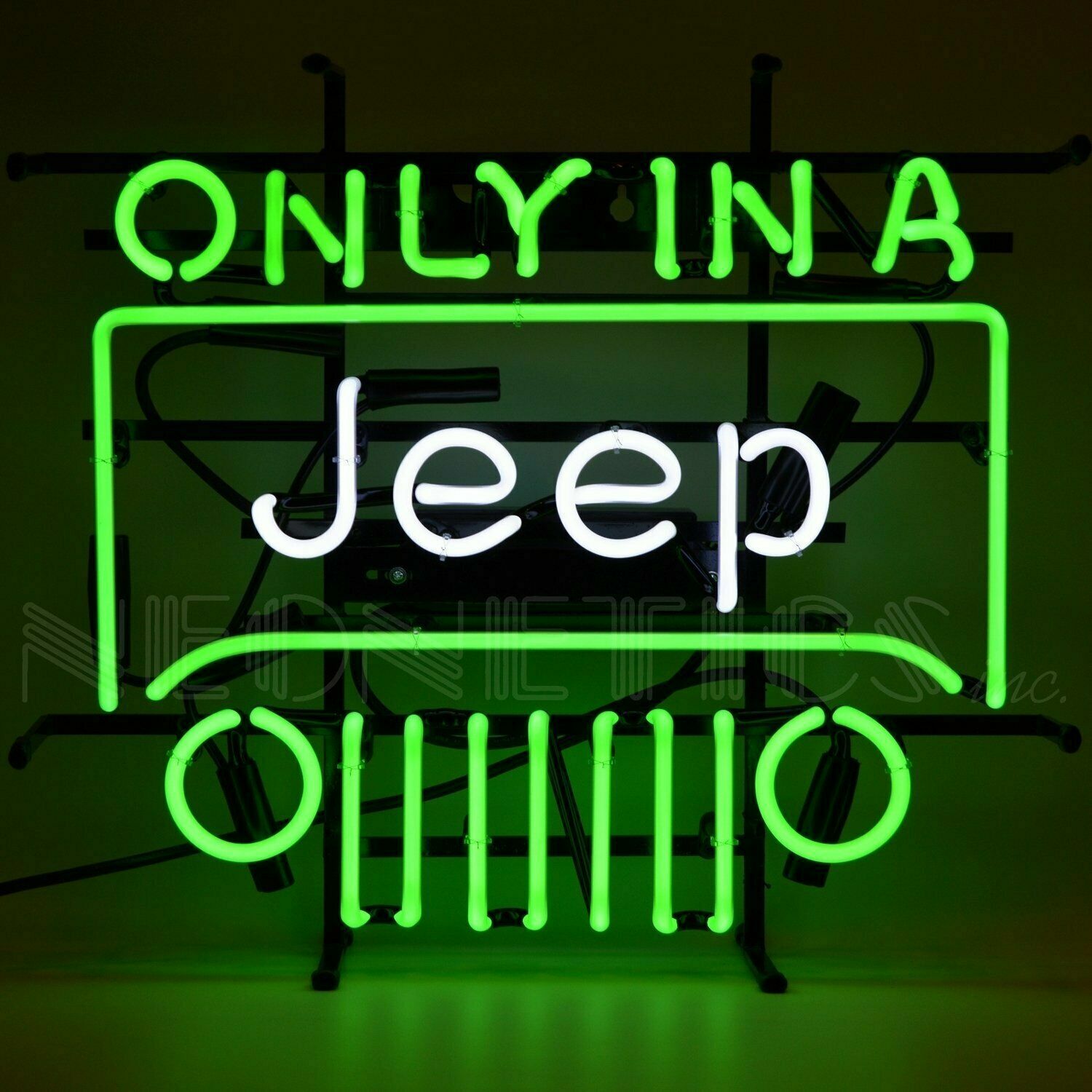 Only in a Jeep Neon Sign - Wrangler - CJ - Willys - Chrysler Dodge