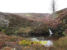 Photo 6x4 Pond and waterfall in stream valley Ffynnon Cut-y-geifr  c2008