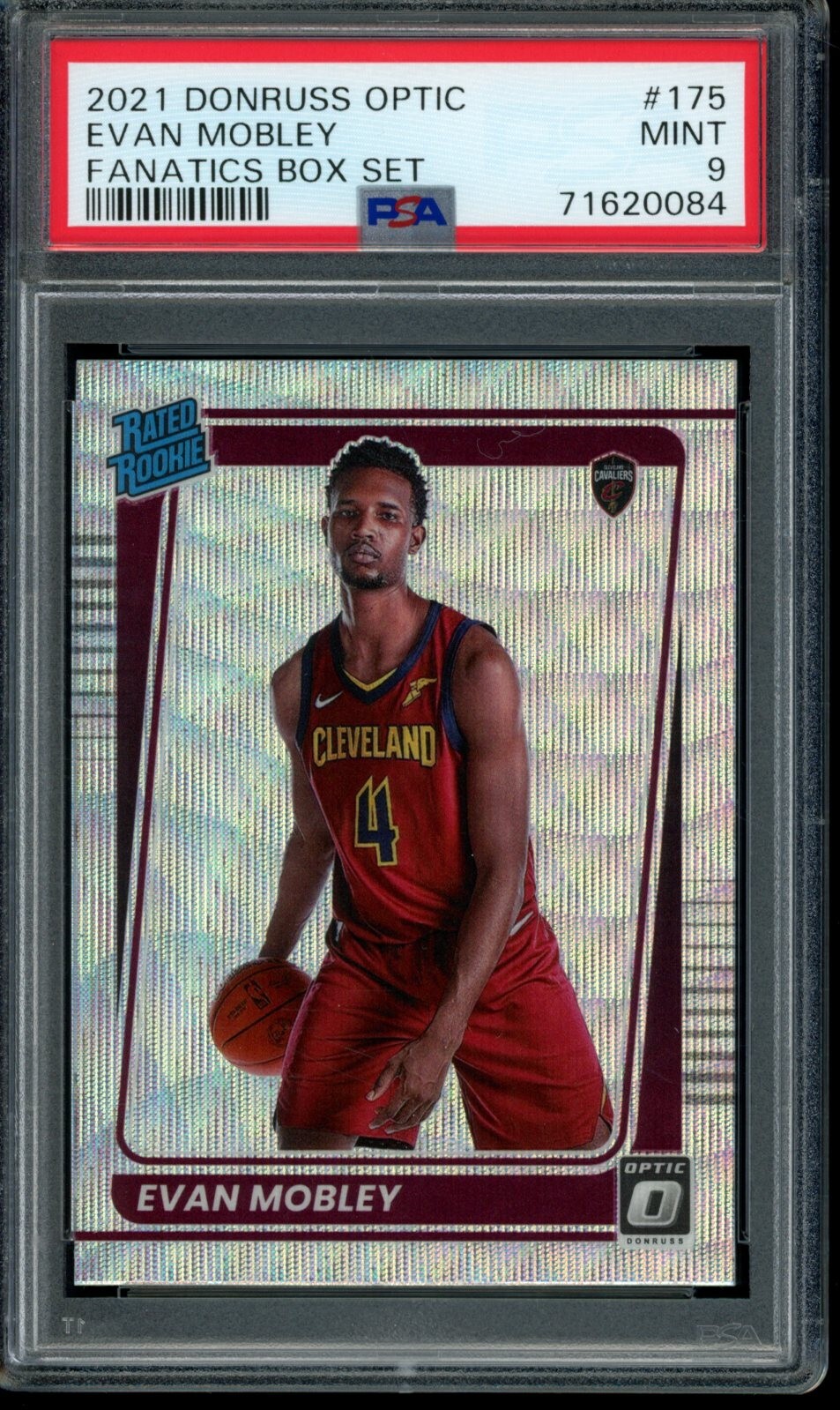 2021-22 Donruss Optic #175 Evan Mobley Silver Wave Fanatics Box Set PSA 9 RC