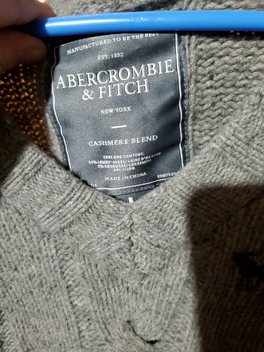 ABERCROMBIE & FITCH Men's LG Cable Knit Sweater Lambswool