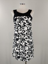 New Ann Taylor Loft 4 Dress Shift Black White Floral Sleeveless Career Party