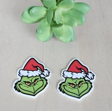 2 Piece Grinch Flatbacks 1.4x1.7 inch How the Grinch Stole Christmas Flatbacks