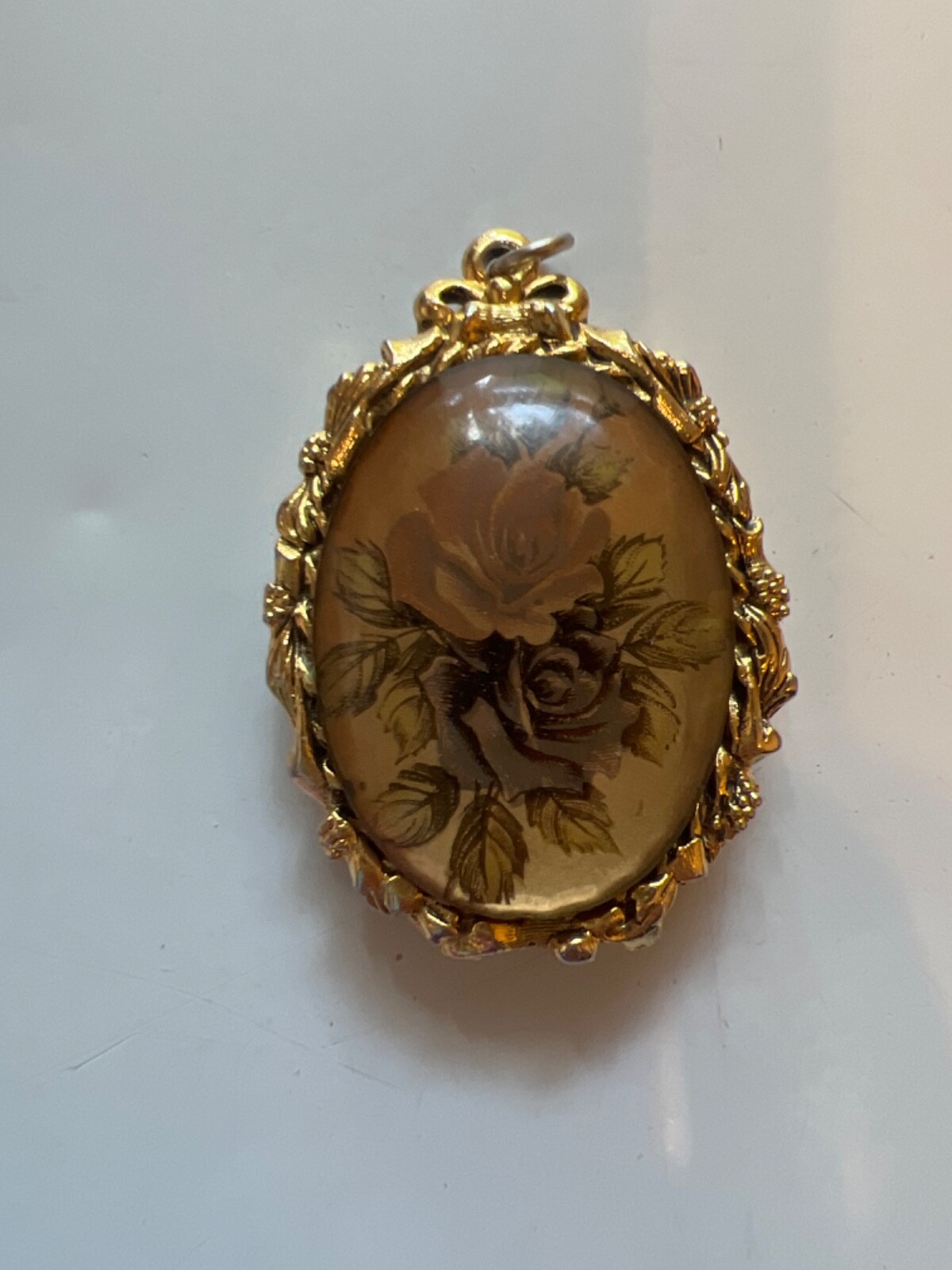 Vintage Max Factor Solid Perfume Locket Gold Tone… - image 1