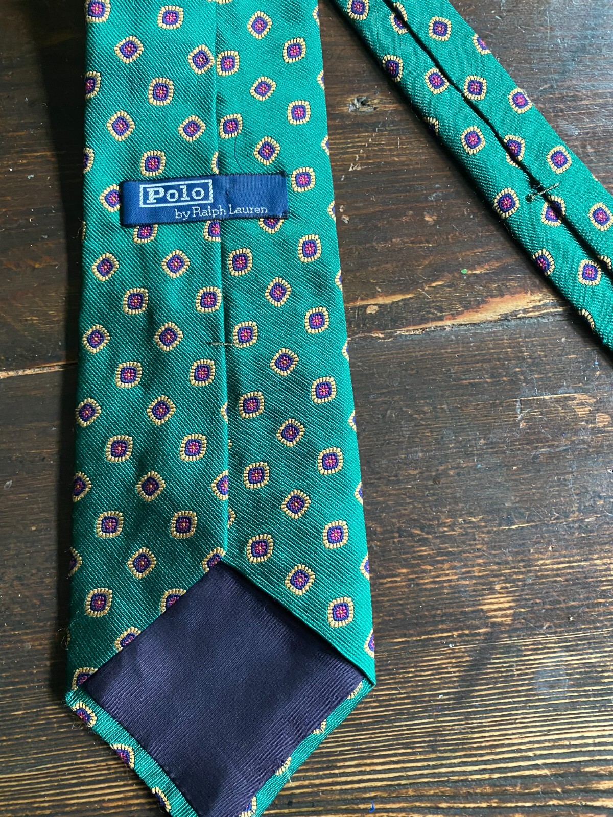 Polo Ralph Lauren Neck Tie Green Blue Squares 100 Silk eBay