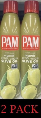2x PAM COLD PRESSED ORGANIC Extra Virgin OLIVE OIL Spray  Non Stick 5 Oz 2 PACK