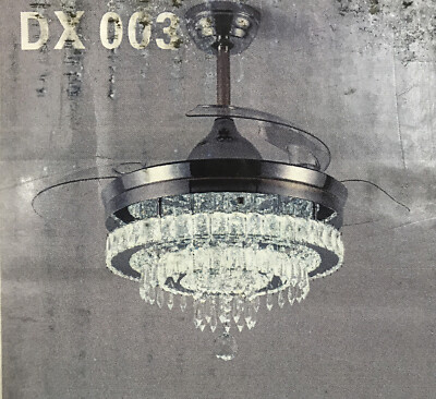 Silver 42'' Modern Crystal Fan Chandelier W/Remote Dimmable LED Ceiling Light