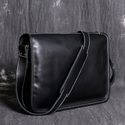 Men's Leather Messenger Bag Vintage Crossbody Laptop Satchel Shoulder Bag 