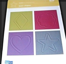 Basic Shapes QuicKutz 2X2" Embossing Folder Set Heart Diamond Flower Star NEW