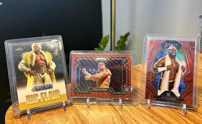 2024 Prizm WWE Hulk Hogan Ruby Wave Prizm #70 SP & Apollo Crews & Ric Flair #'d