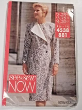 S&S-4538 Dress Sewing Pattern See & Sew Size 6-8-10-12-14 Uncut