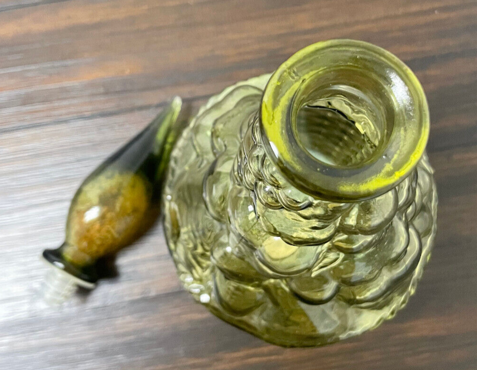 Vintage Mid Century Olive Green Fruit Basket Italian Glass Decanter eBay