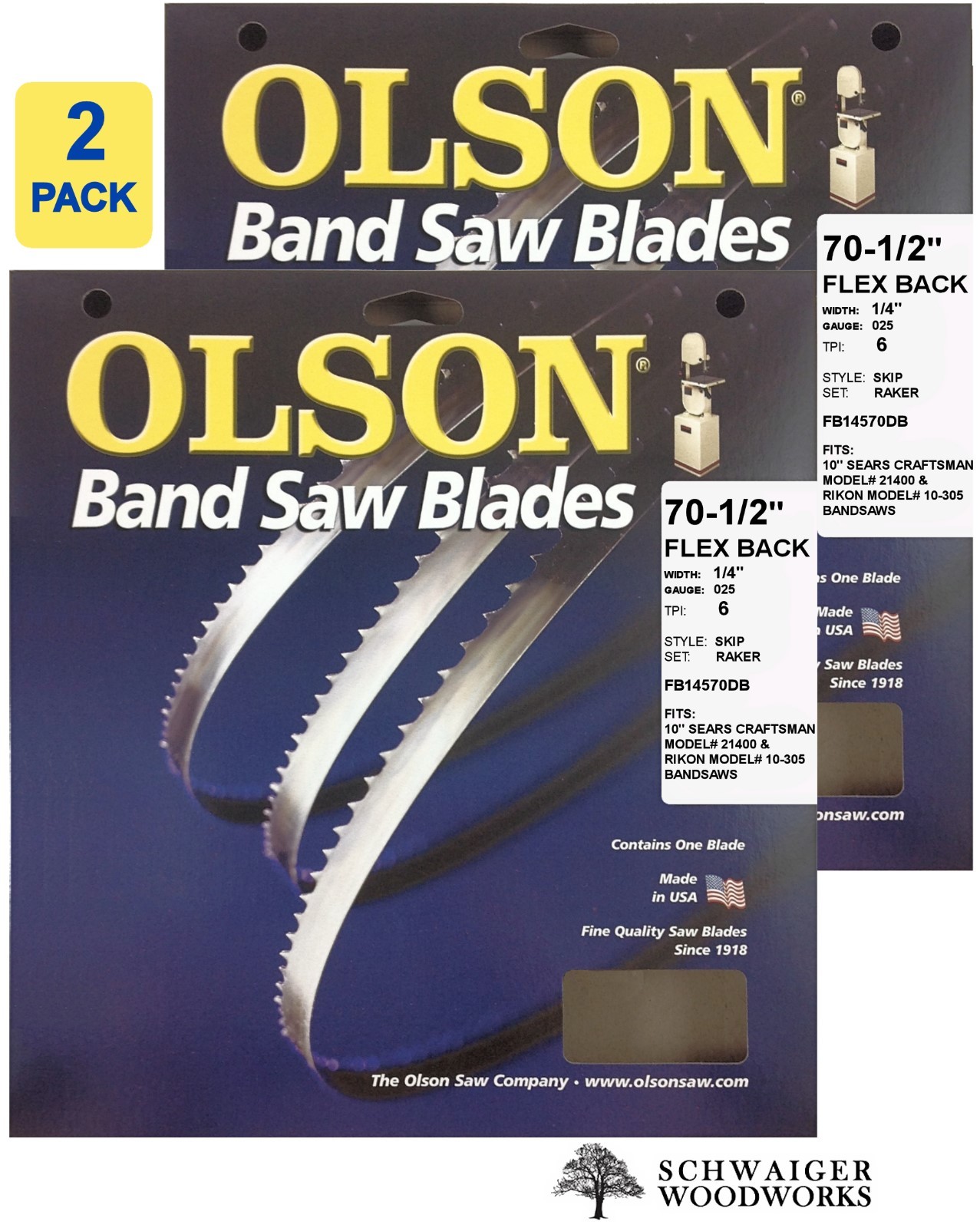 Blades 70-1/2" Inch X 1/4", 6 Tpi, Craftsman 21400, Rikon 10