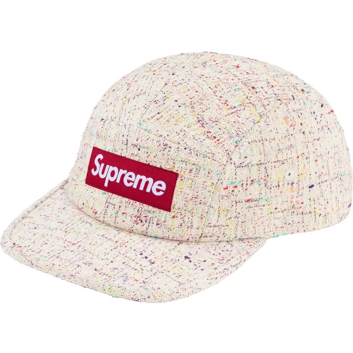 Neuf   2024   Casquette de camp Supreme Boucle blanc tweed naturel