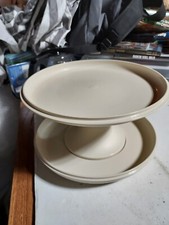 Vintage 3 piece Tupperware "Serve It All" Cake Stand Pedestal Dish Bowl chip dip