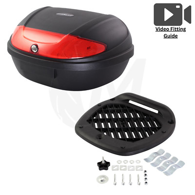 Motorrad Roller Top Box 52L Gepäck Universal Montageplatte passend für 2 Helme