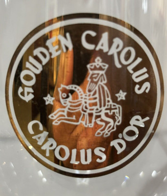 LOT OF 1 HET ANKER BREWERY ''GOUDEN CAROLUS'' TULIP BEER GLASS WITH GOLD RIM