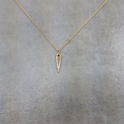 Dagger Gold Plated Necklace Gift Box Cubic Zirconia Sharp Antique Vintage Retro