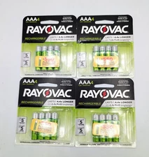 Rayovac Rechargeable 600mAh NiMH AAA Batteries 4 Pack x 4 Total 16 batteries