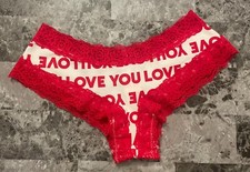NWT VICTORIA'S SECRET PINK M LOVE YOU RED LACE VALENTINE RARE CHEEKSTER PANTIES