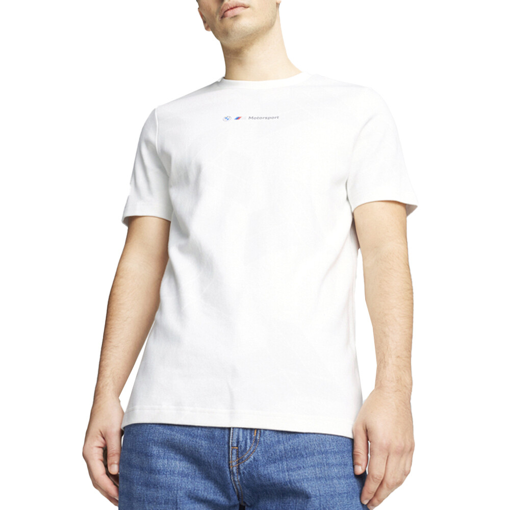 Футболка с круглым вырезом и коротким рукавом Puma Bmw Mms Jaquard, мужские белые повседневные топы, 62746