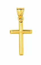 1" Polished Petite Cross Real 14K Yellow Gold 0.5gr