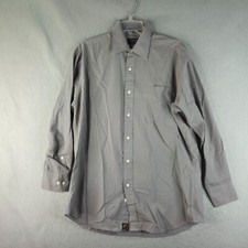 CHAPS Ralph Lauren Dress Shirt Mens 15.5 Gray Striped Basic Career Office