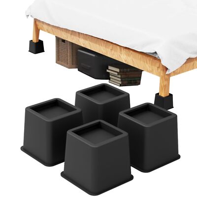3 inch Bed Risers 4 Pack Square Heavy Duty 1300 lb Capacity Furniture Lift