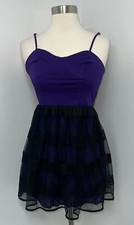 Aeropostale Dress Womens Extra Small Purple Black Sleeveless Sheer Overlay Mini